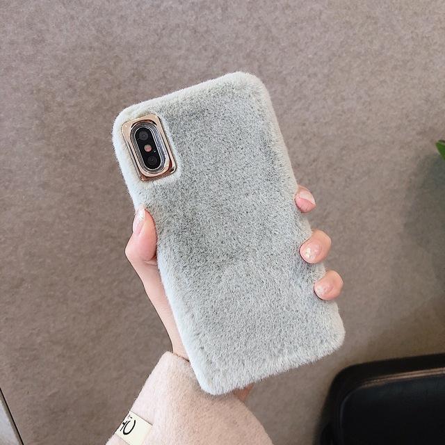 Simple Solid Color Winter Warm Short Plush Soft Protective Case for iPhone 17 16 15 14 13 12 11 Pro Max X Xr 7 8