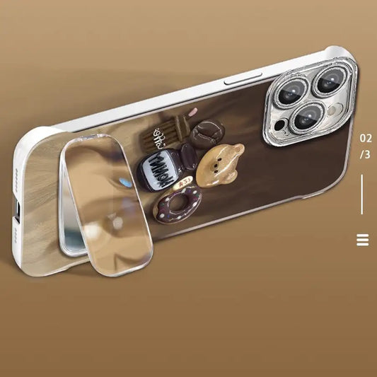 Foldable Mirror Stand Phone Case For iPhone Back Cover