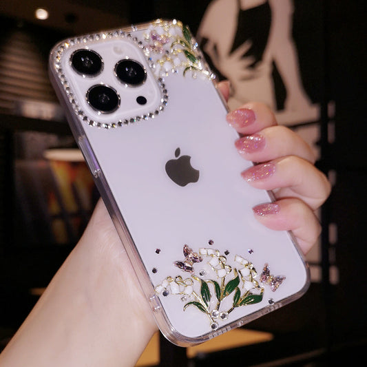 Handmade iPhone Case Minimalist Bell Orchid Back Cover Case for iPhone 16 15 14 13 12 11 Plus Pro Max
