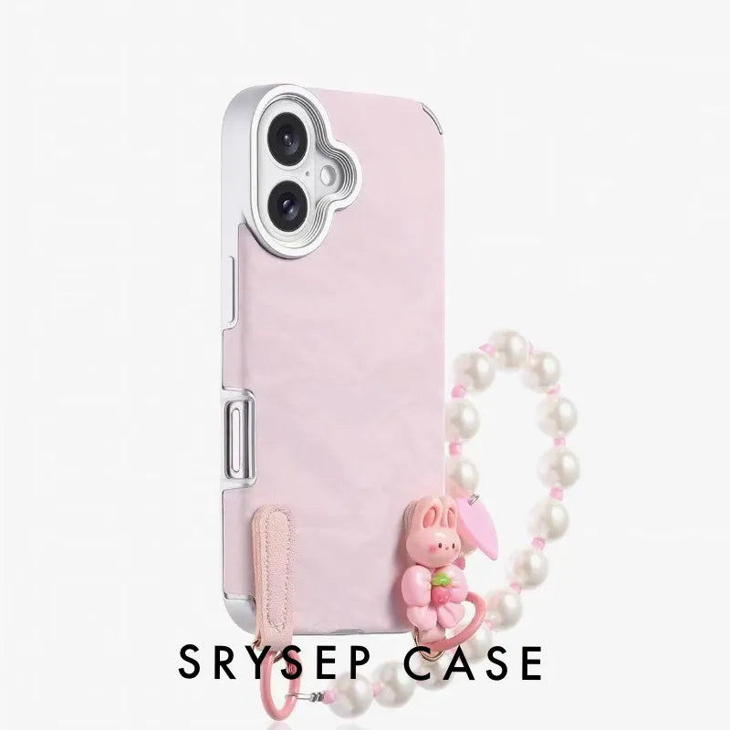 Cartoon Kitty Phone Case For iPhone 17 16 15 14 13 12 11 Pro Max Plus With Pearls Charm