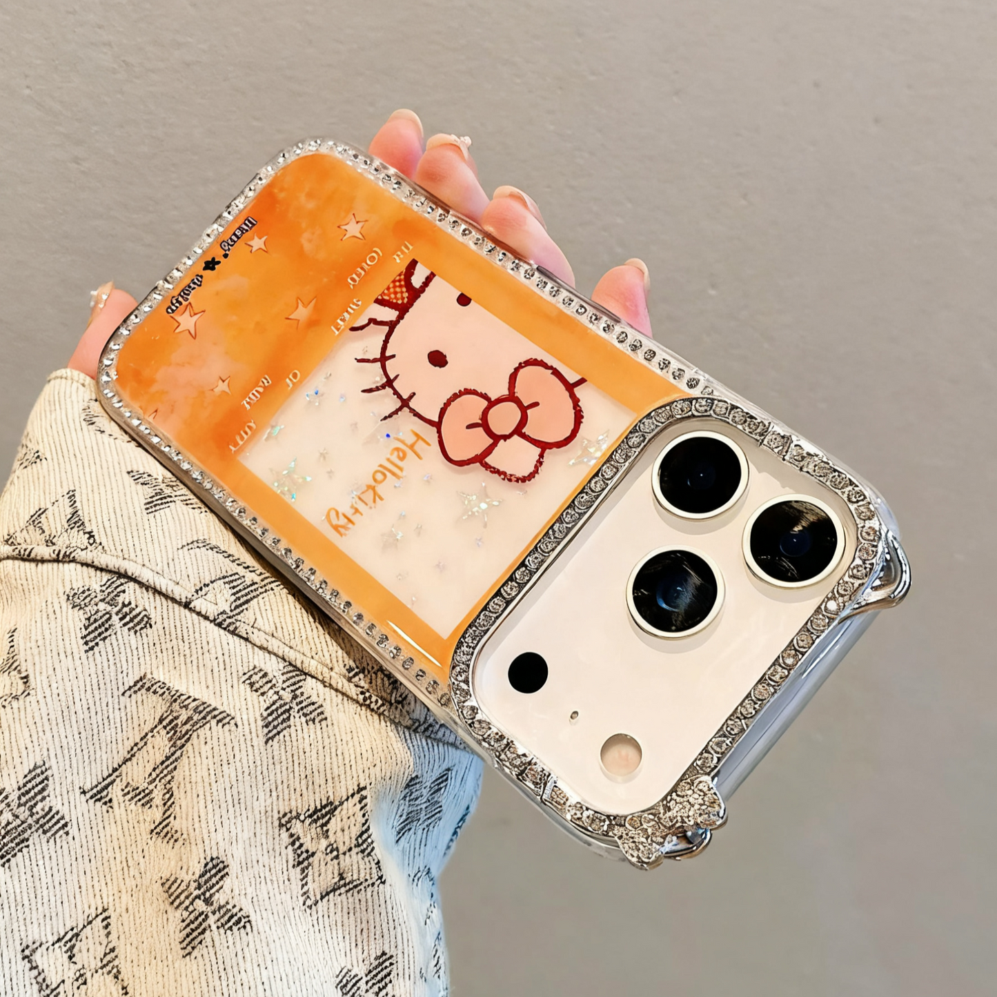 Hand-painted graffiti milk orange star photo frame kitty cat