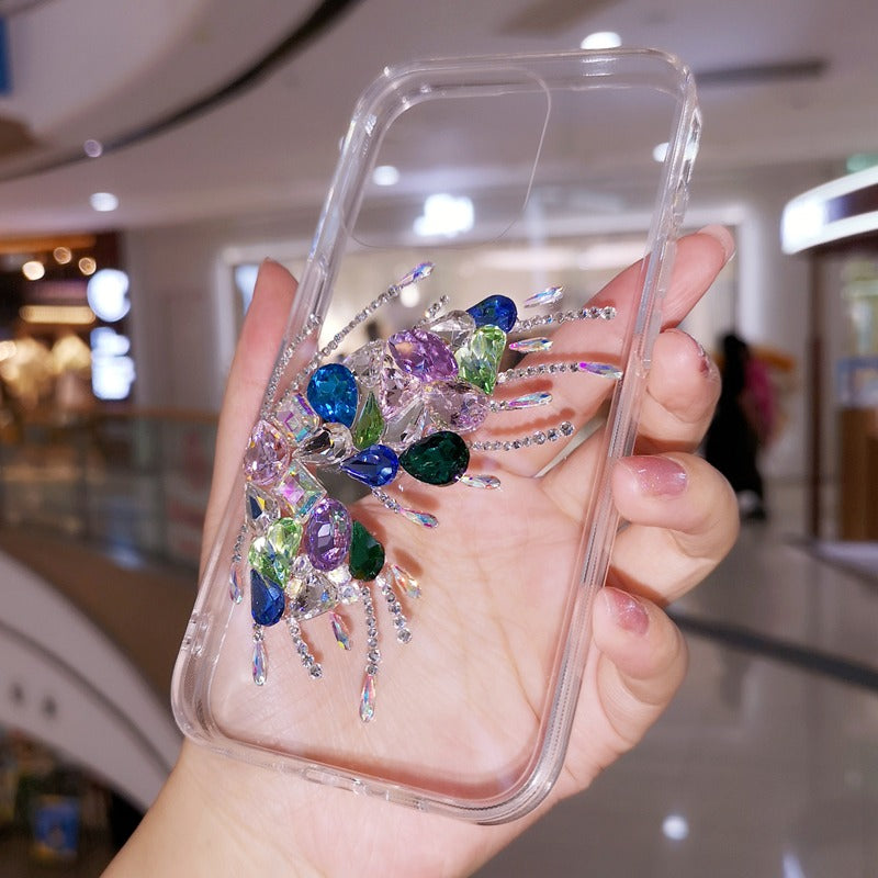 Handmade Minimalist Bling Colorful Crystal Butterfly Phone Case for iPhone 16 15 14 13 12 11 Plus Pro Max
