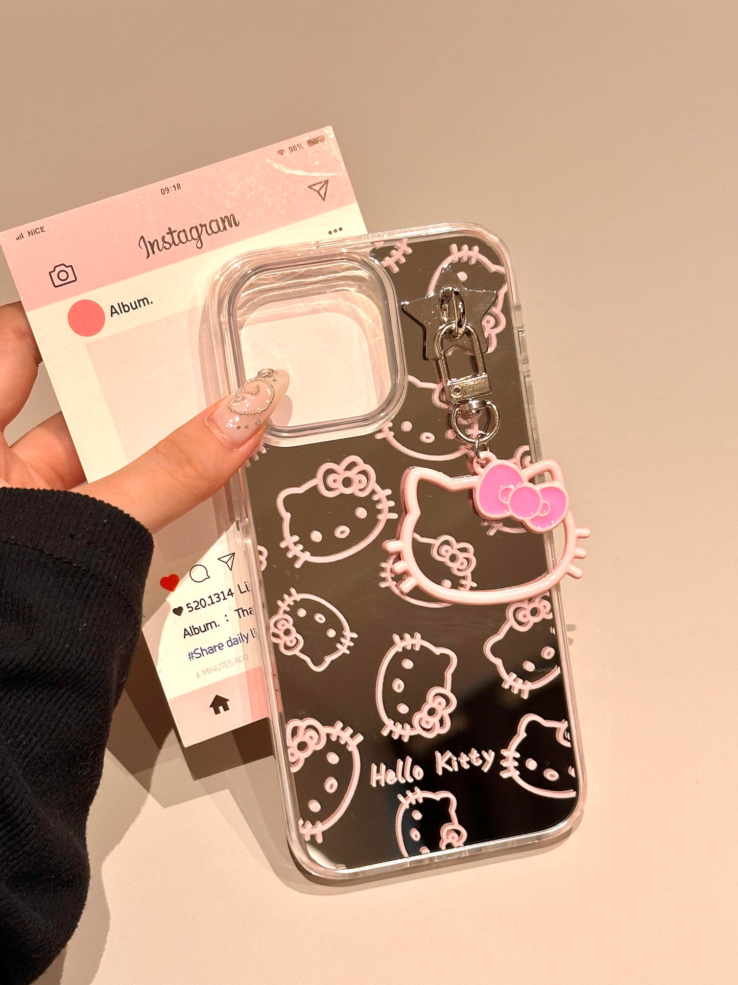 Kitty Pink Printed Mirror Cute Kawaii Phone Case
