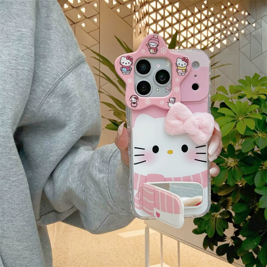 Cute 3D bow scarf Kitty phone case