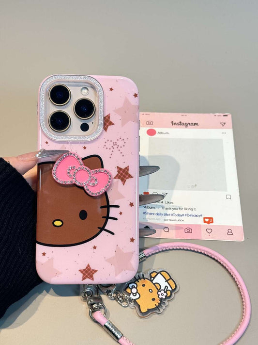 Tan Kitty Pink Star Cute Kawaii Phone Case