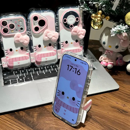 Bow scarf, Kitty cat mirror stand, phone case