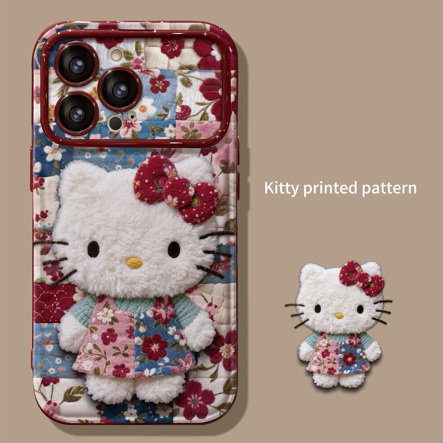 Flat-printed Kitty pattern flip-cover mirror phone case