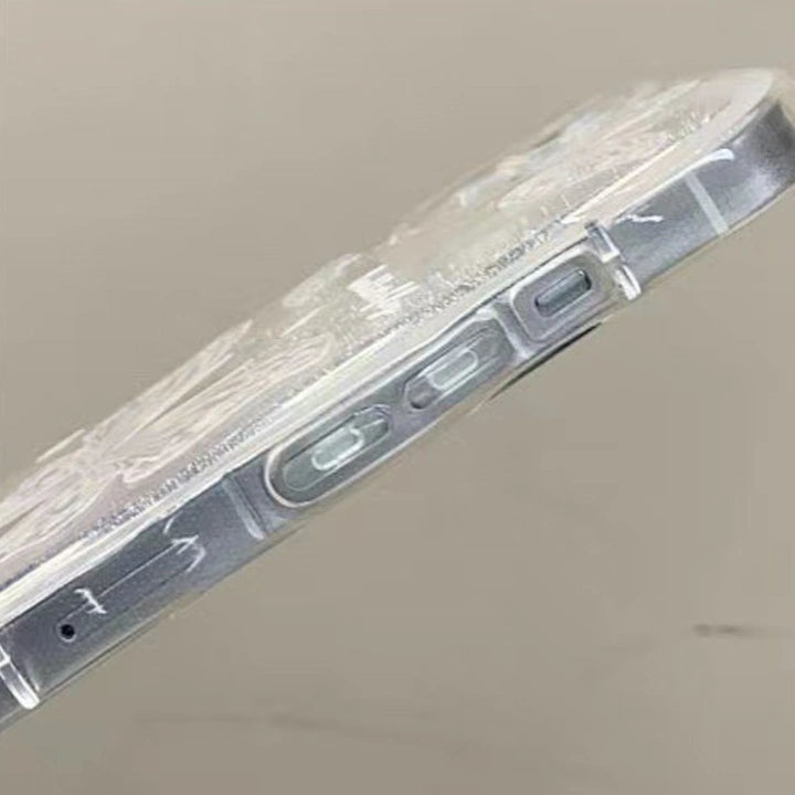 Butterfly Wavy Edge Shiny Clear Lanyard Phone Case For All iPhone 17 Air Pro Max 16 15 14 13 12 11 Pro Plus