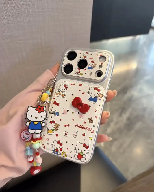 Cute 3D Bow Kitty Leather Phone Case For iPhone Charm Back Cover