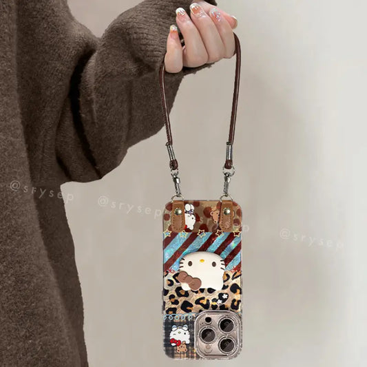 Cute 3D Kitty Leopard Phone Case For iPhone With Charm