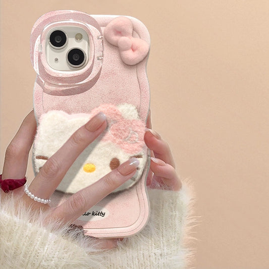 Cute Kitty Cat Plush Bracelet Phone Case For iPhone 17 16 15 14 13 12 Pro Max Plus 11 XR X