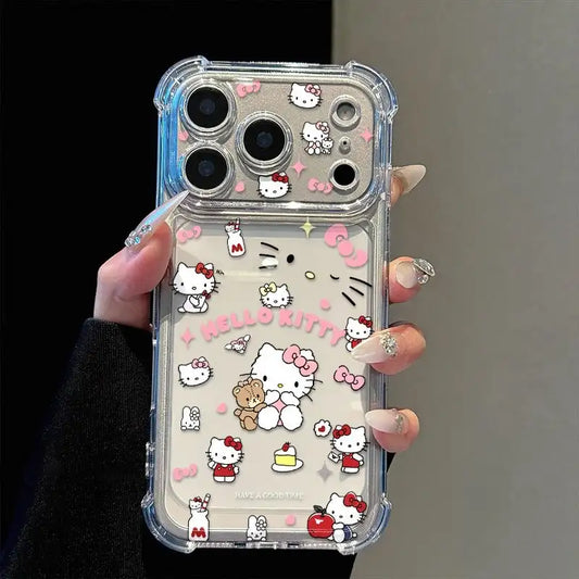 Cute Kitty Corner Airbag Anti-Drop Protection Clear TPU iPhone Case