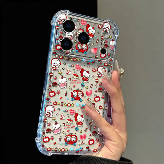 Cute Kitty Corner Airbag Anti-Drop Protection Clear TPU iPhone Case