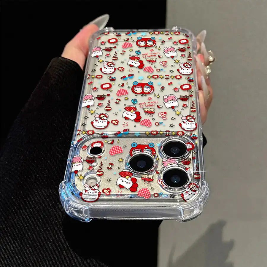 Cute Kitty Corner Airbag Anti-Drop Protection Clear TPU iPhone Case