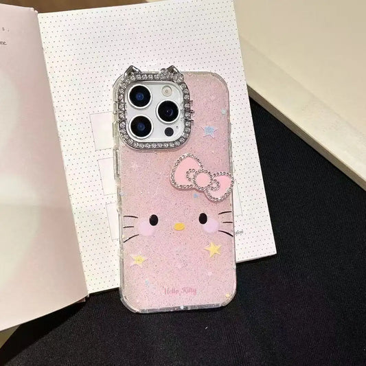 Cute Kitty Diamonds Bow Phone Case For iPhone Back Cover