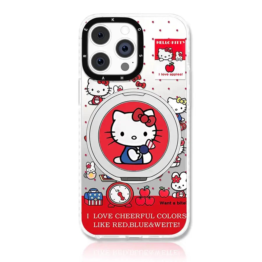 Cute Kitty Magsafe Case For iPhone With 360 Degree Foldable Grip Back Cover