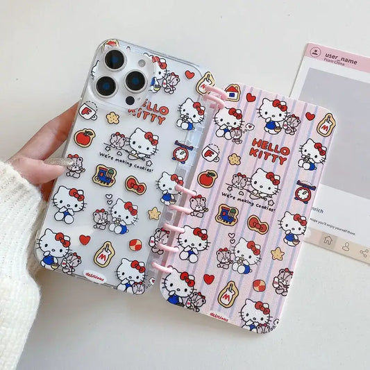 Cute Kuro Kitty Notebook Flip Phone Case For iPhone Clear Sari Back Cover