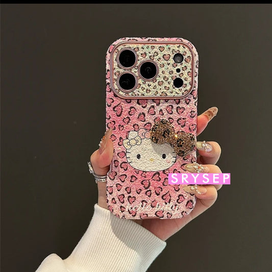 Cute Pink Leopard Kitty Lanyard Case For iPhone 17 16 15 14 13 Pro Max Plus