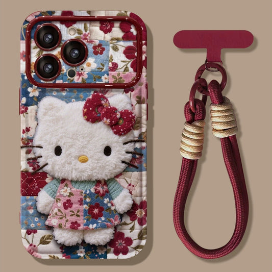 Flat-printed Kitty pattern flip-cover mirror phone case