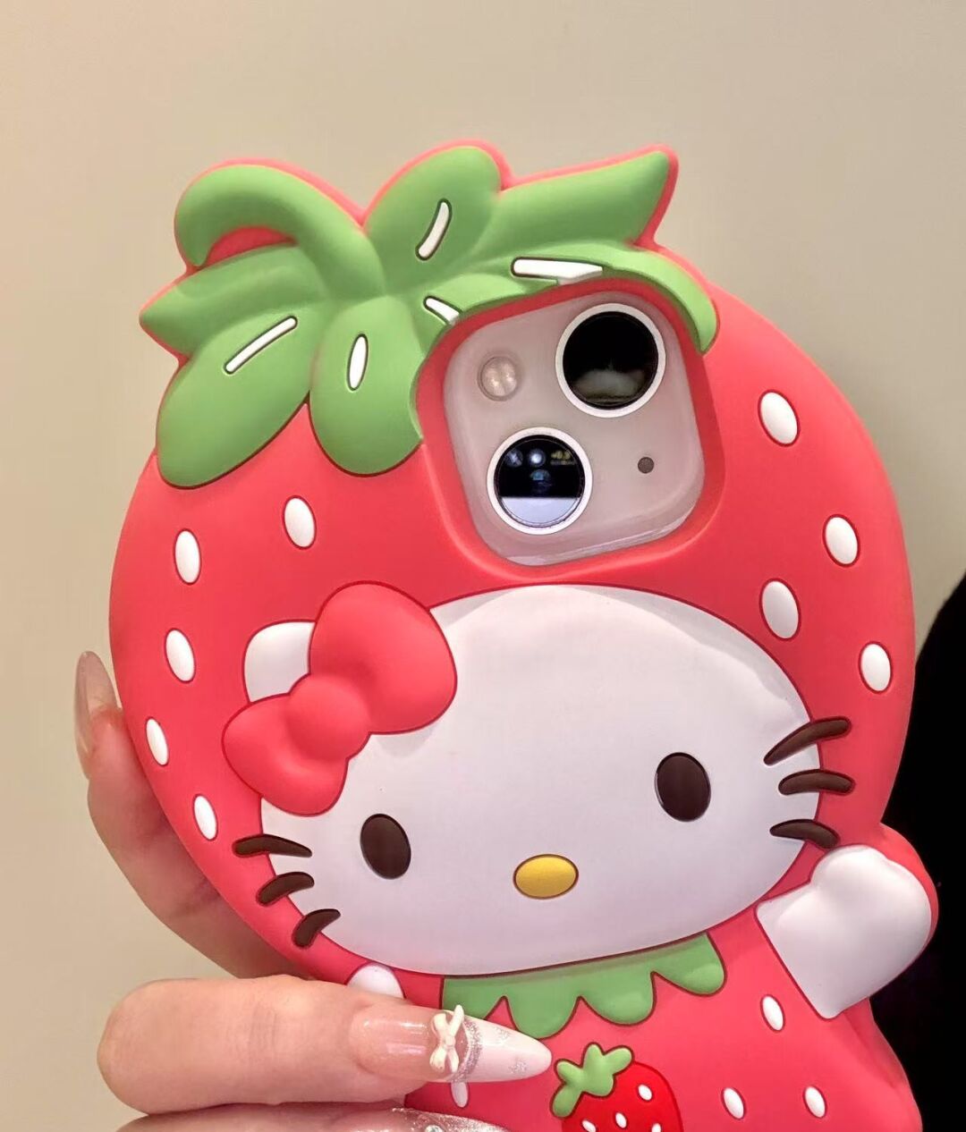 Strawberry Kitty Silicone Cute Kawaii Phone Case