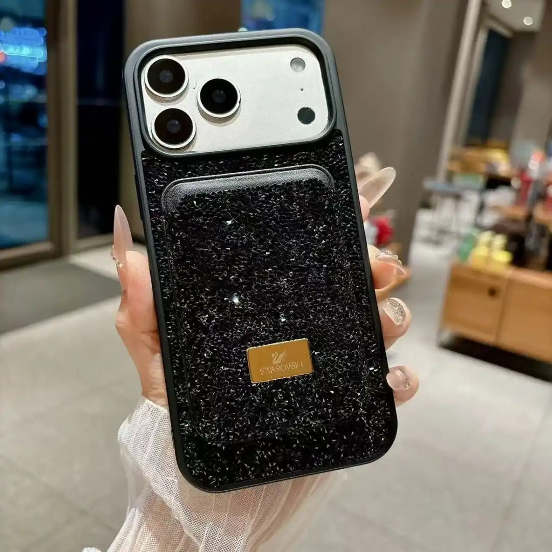 Funda magnética de lujo con diseño de diamante brillante para iPhone 17, 16, 15, 14, 13, 12 Pro Max Plus con carga inalámbrica y protección antigolpes.