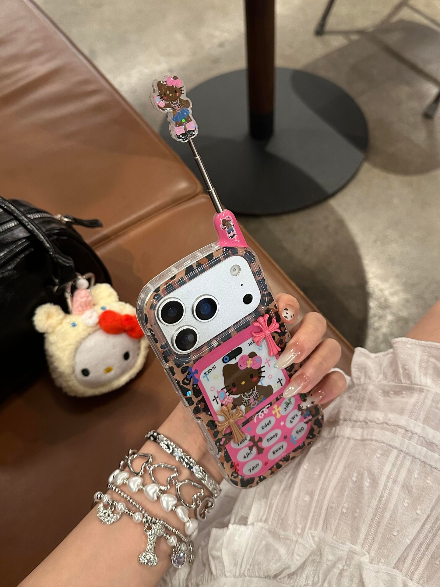 Coque de téléphone en forme de chaton léopard, design rétro et mignon kawaii