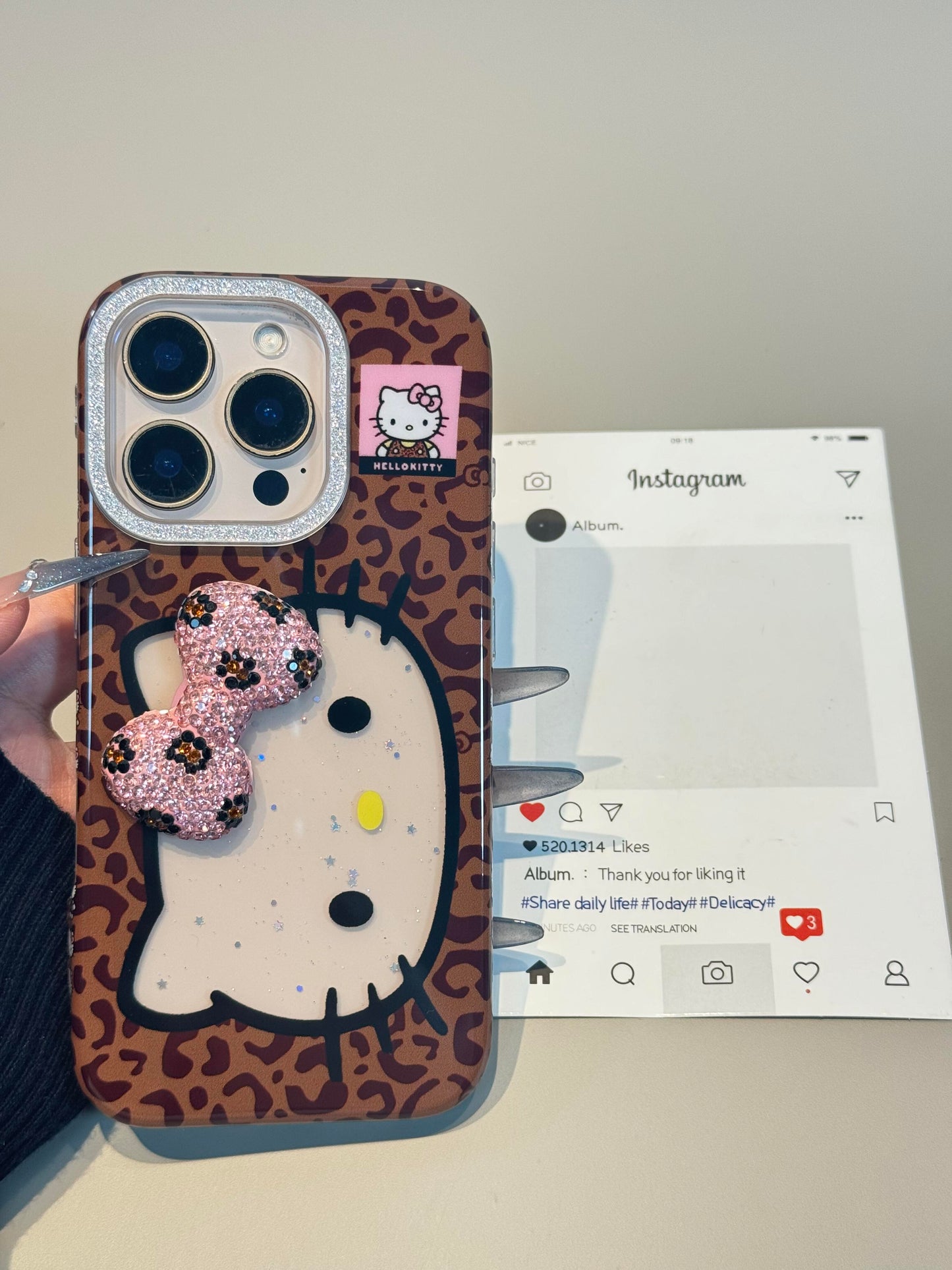 Kitty Pink Bow Tie Leopard Print Cute Kawaii Phone Case