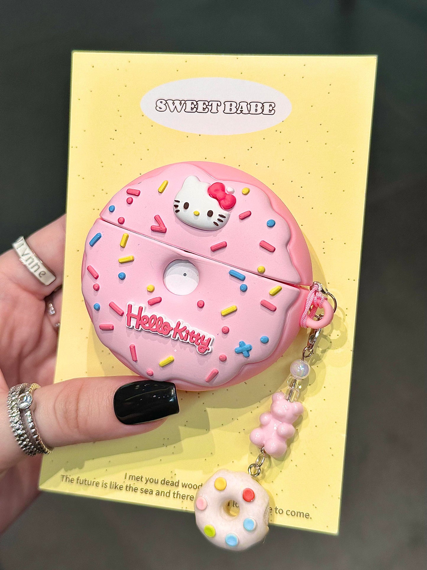 Étui AirPods en silicone mignon kawaii en forme de donut rose chaton