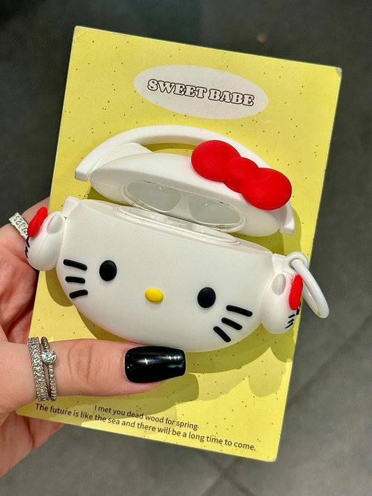 Kitty With Headphones Shape Silicone Cute Kawaii AirPods Case