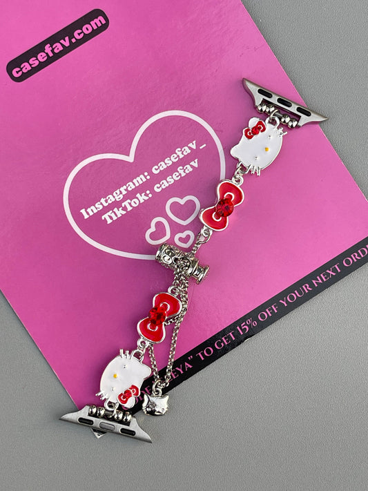 Kitty Charm Bracelet Adjustable Apple Watch Band Jewelry Metal Strap Bands for iWatch Series wb