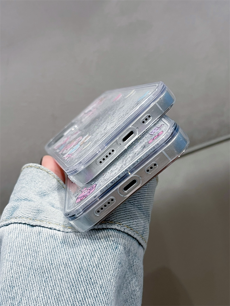 Sanrio Bling Glitter Liquid Quicksand Clear Cute Kawaii Phone Case