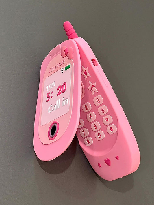 Pink Folding Phone Shape Silicone Cute Kawaii Phone Case
