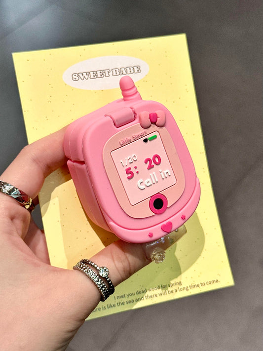 Pink Folding Phone Shape Silicone Cute Kawaii AirPods Case