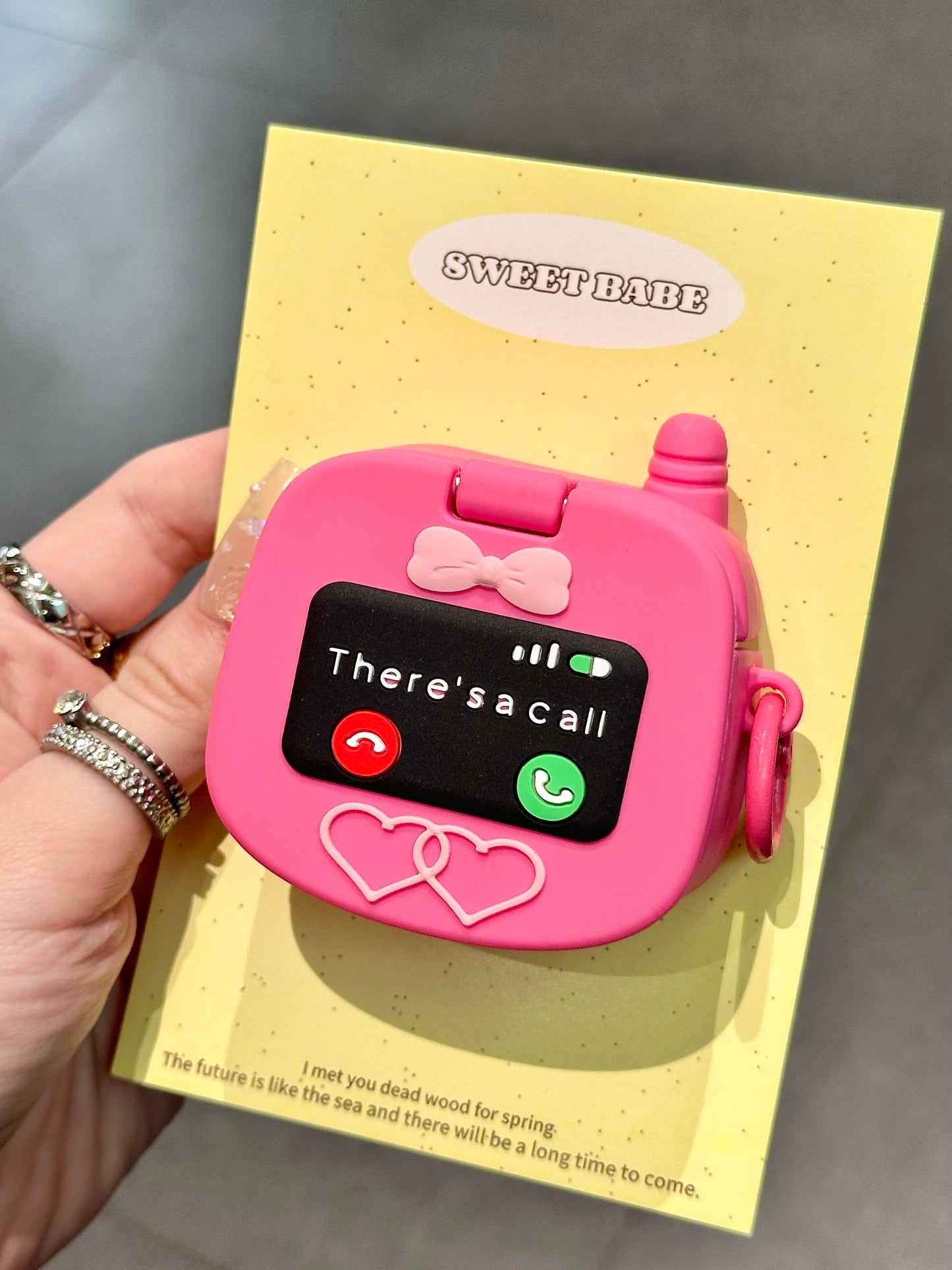 Pink Folding Phone Shape Silicone Cute Kawaii AirPods Case