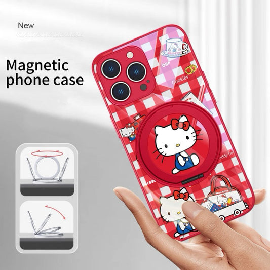 Plaid cat magnetic phone case