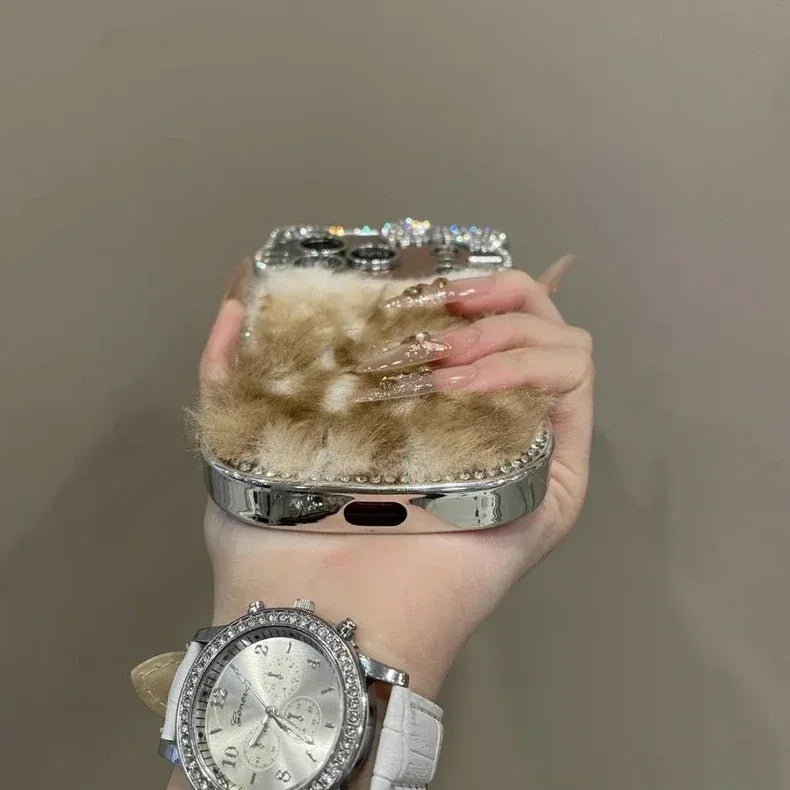 Cute Velvet Leopard Kitty Lanyard Case For iPhone 17 16 15 14 13 12 Pro Max Plus