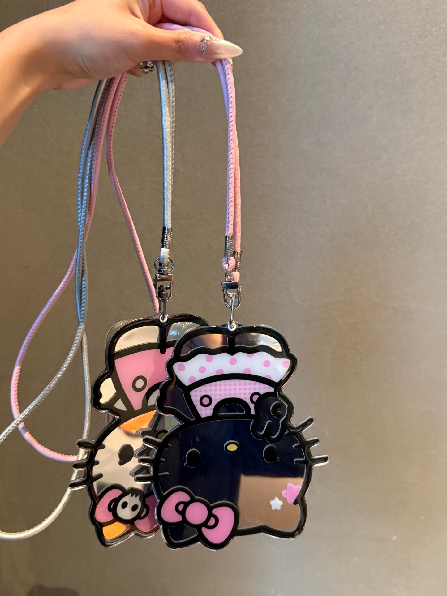 Kitty Shaped Folding Mirror Cute Kawaii Phone Case with Phone Chain