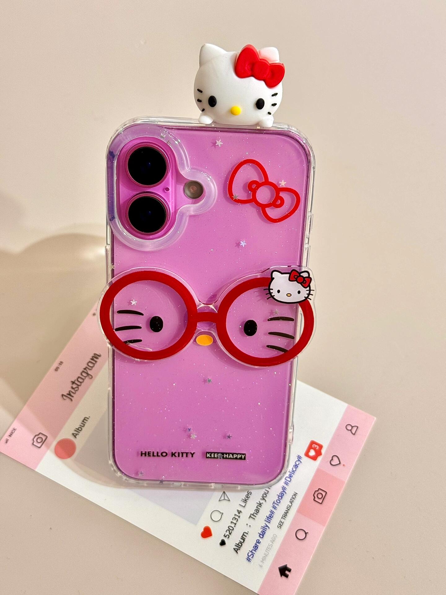 Lunettes transparentes Kitty Hiper, coque de téléphone mignonne et kawaii