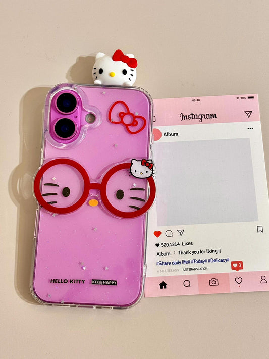 Kitty Hiper Clear Glasses Cute Kawaii Phone Case