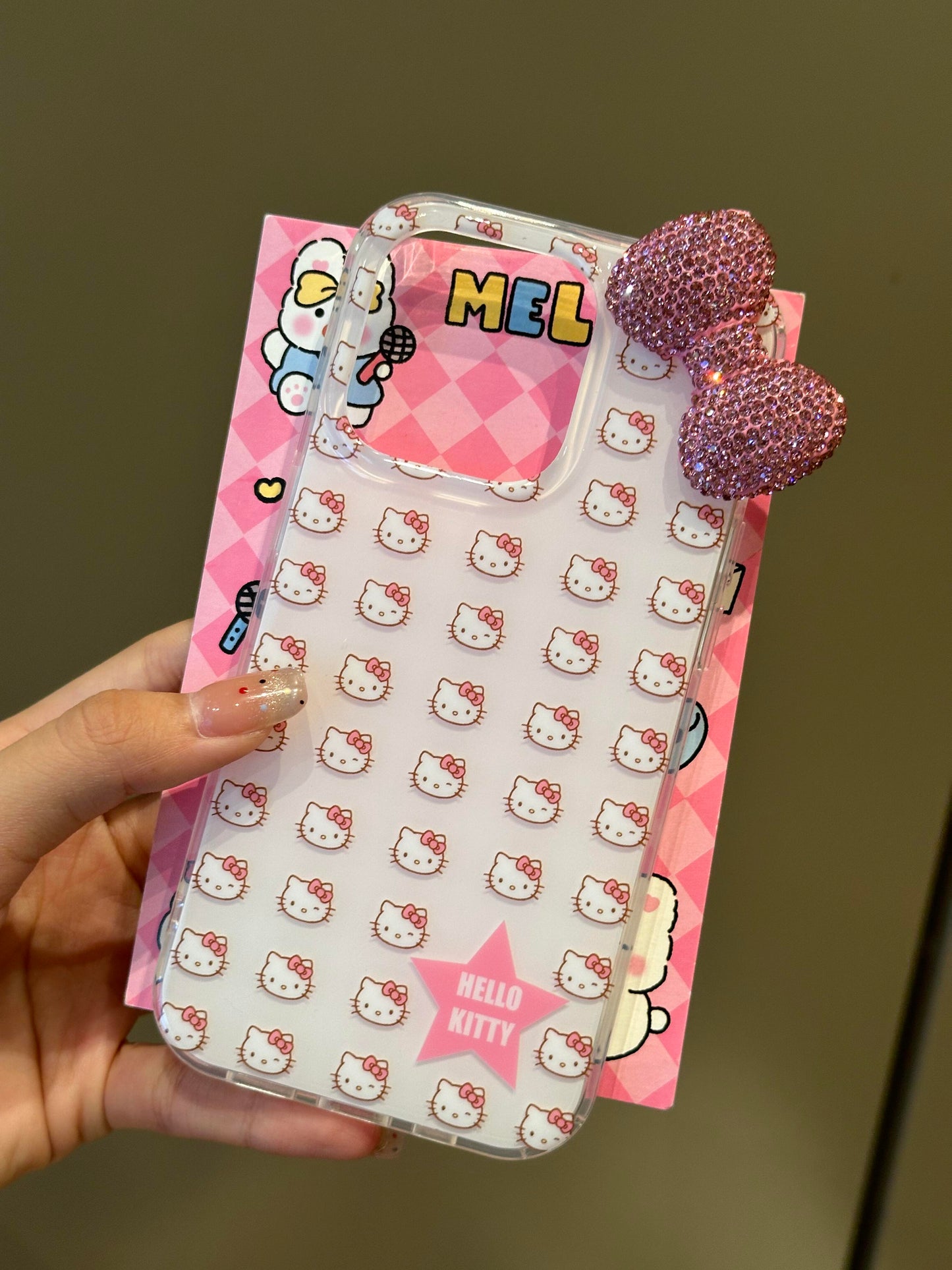Coque de téléphone mignonne et kawaii avec nœud papillon en strass 3D blanc et chaton