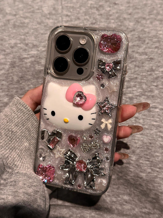 Kitty Handmade Rhinestones Clear Cute Kawaii Phone Case