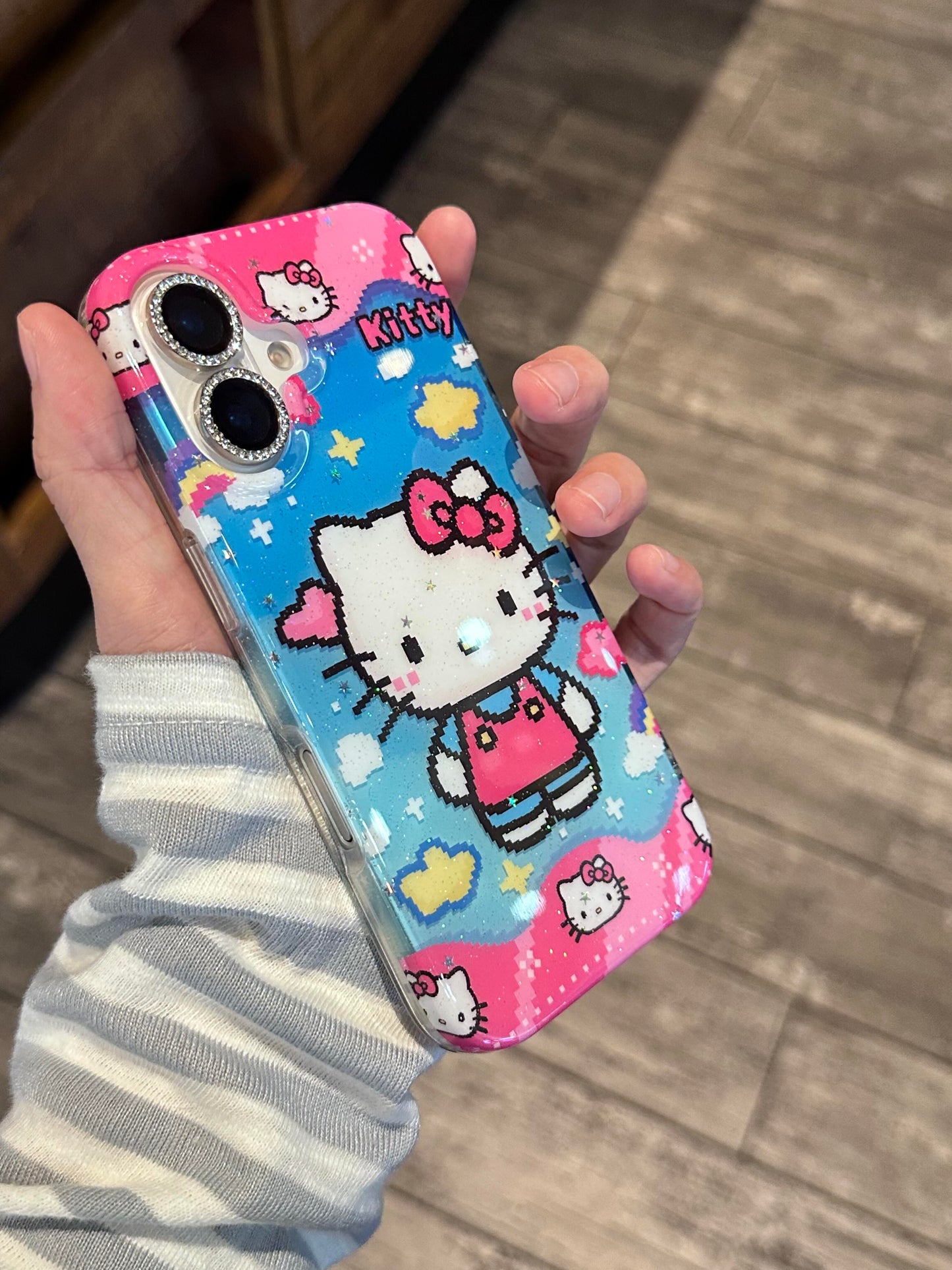 Coque de téléphone chaton pailletée mignonne kawaii