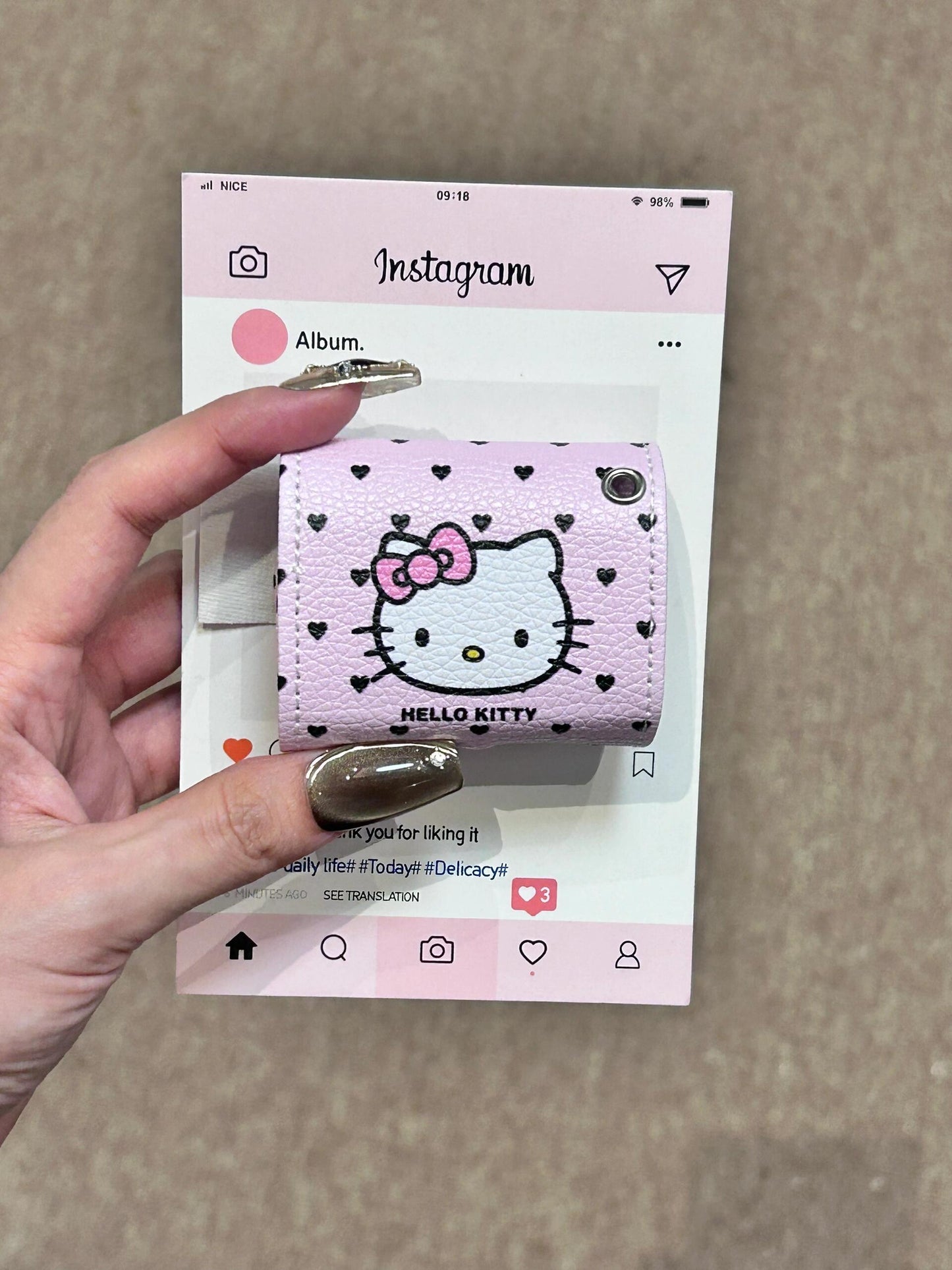Kitty Pink Polka Dots Cute Kawaii AirPods Case