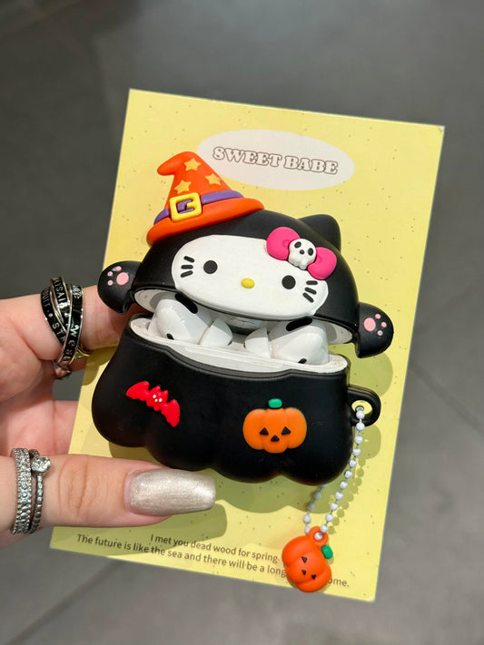 Kitty Black Halloween Ghost Shape Silicone Cute Kawaii AirPods Case