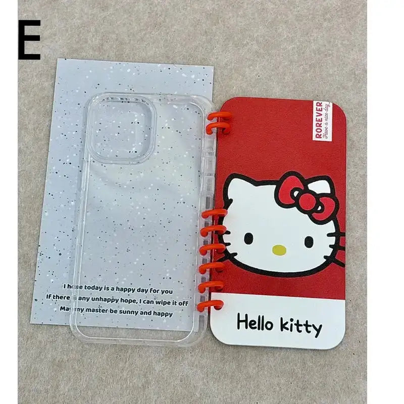 Kitty Notebook Flip Phone Case For iPhone Clear Sari Kuro Back Cover
