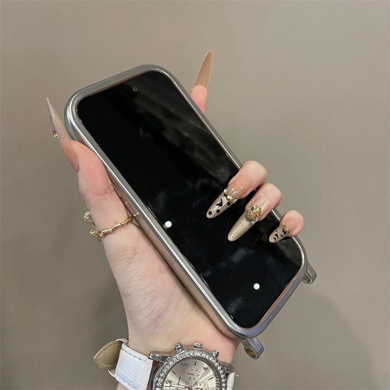 Kitty Under Coconut Tree Cartoon With Velvet Charm Lanyard Phone Case for iPhone 17 Air 16 15 14Pro Max Plus