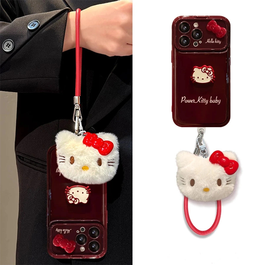 Cute Bow Kitty with Makeup Mirror Phone Case For iPhone