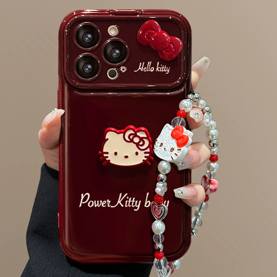 Cute Bow Kitty with Makeup Mirror Phone Case For iPhone Back Cover