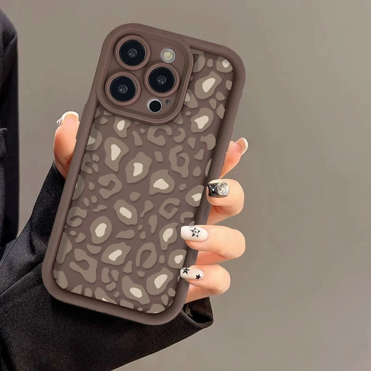 Leopard Print Spotted Frosted Silicone Phone Case for iPhone