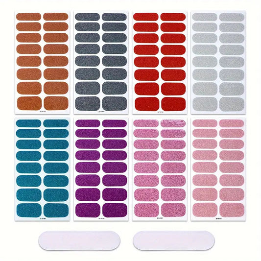 New Glitter Nail Stickers with Waterproof Film, Nail file included